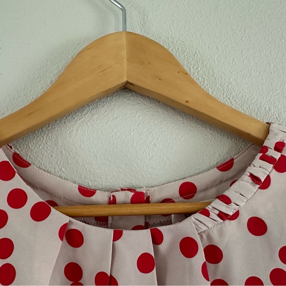 Sunny Girl Cream and Red Buttoned Blouse - Picture 3 of 4
